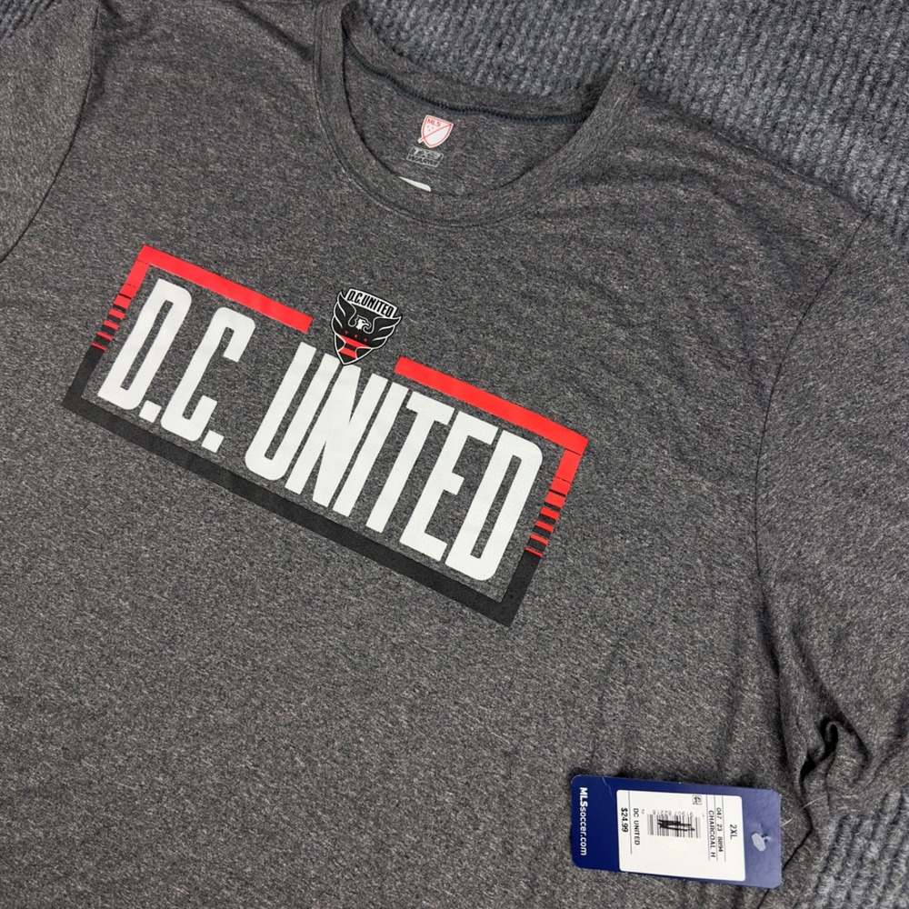 MLS DC United Soccer T-Shirt Mens 2XL Charcoal Heather Gray TX3 Warm NWT